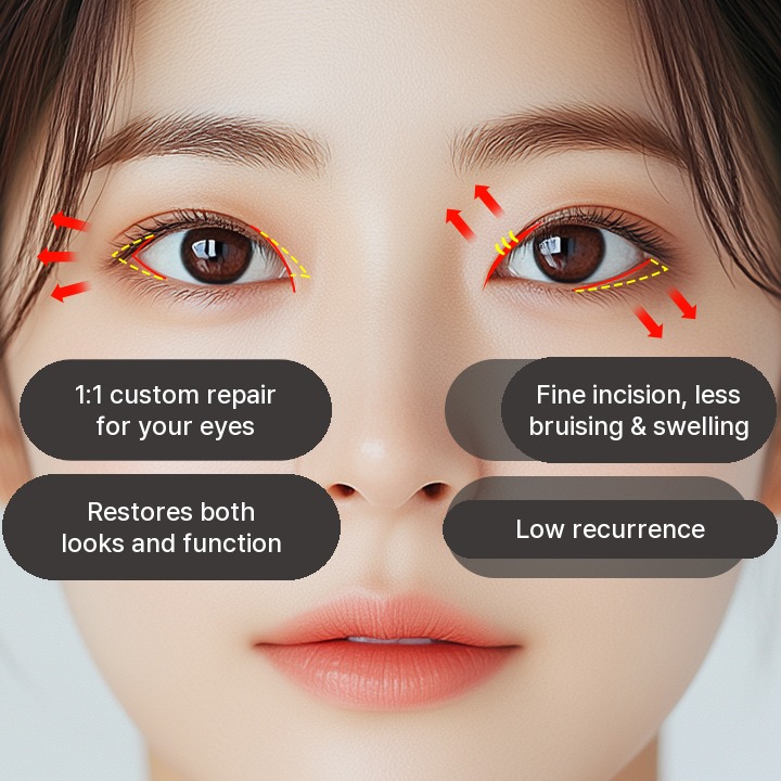 Revision Canthoplasty / Canthoplasty Reversal: 1:1 custom repair for your eyes, Fine incision, less bruising & swelling, Restores both looks and function, Low r